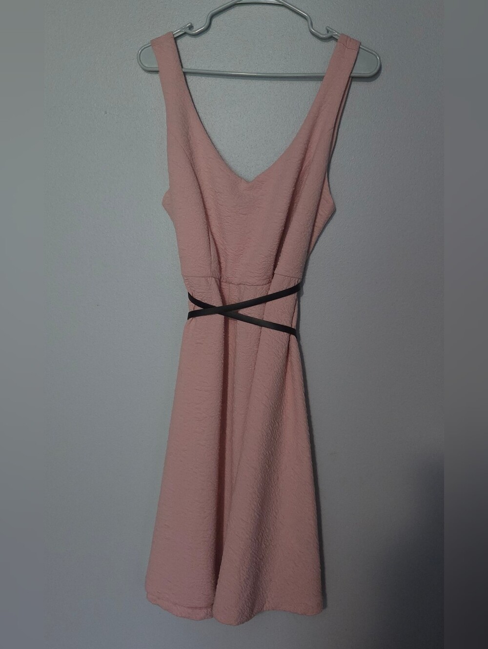 torrid Blush Pink V-Neck Midi Dress with Crisscross Waist Straps